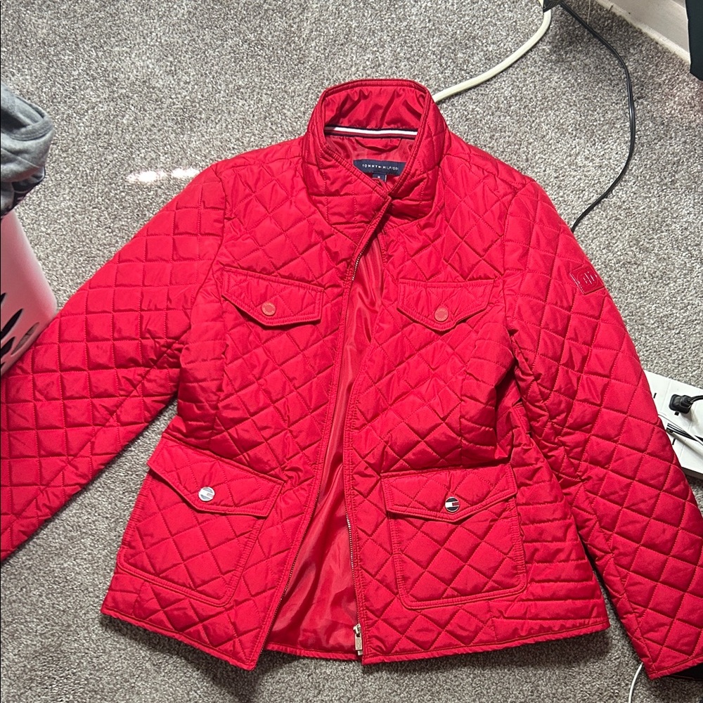 Tommy Hilfiger Women's Red Quilted Puffer Jacket